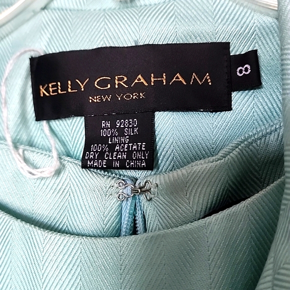Kelly Graham Vintage New York Silk Elegant Mint Green Dress & Coat Set. Size 8 - Picture 13 of 13